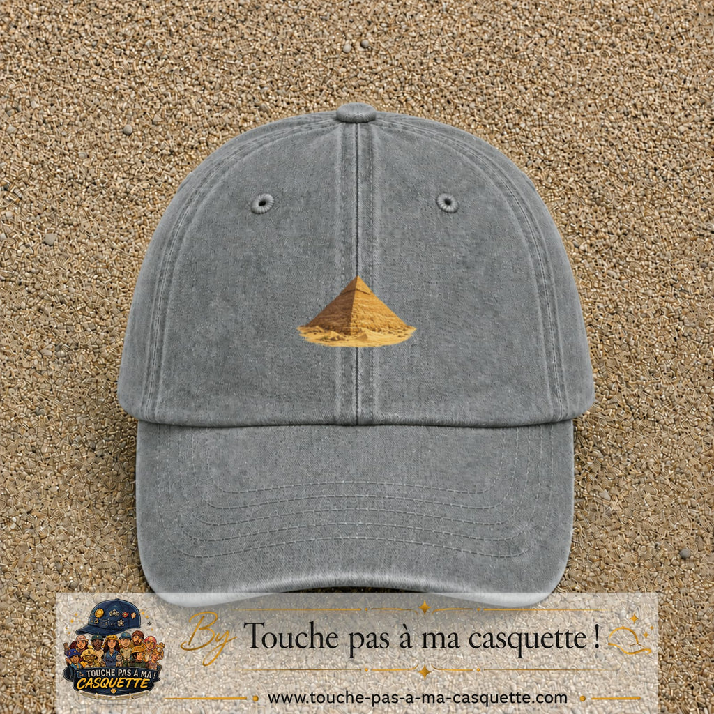 Casquette baseball Gris délavé 100% coton avec motif Pyramide égyptienne 5 cm - image principale