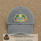 Casquette Gris délavé motif Plage tropicale Beach 7 cm - vue principale