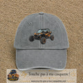 Casquette Gris délavé 100% coton avec motif Buggy tout-terrain orange 7 cm - image principale