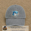 Casquette Gris délavé motif Dauphin souriant 7 cm - vue principale