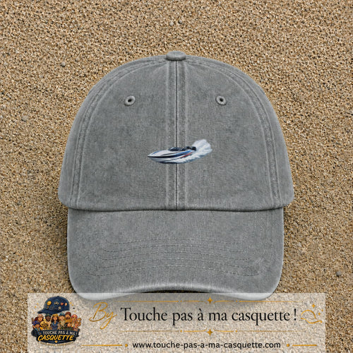 Casquette baseball Gris délavé 100% coton avec motif Bateau rapide 5 cm - image principale