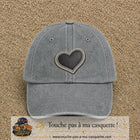 Casquette Gris délavé motif Cœur penché 7 cm - vue principale