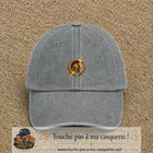 Casquette Gris délavé 100% coton avec motif Casque spartiate éclair doré 5 cm - image principale