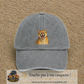 Casquette Gris délavé 100% coton avec motif Félin sauvage qui rit 7 cm - image principale
