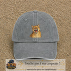 Casquette Gris délavé 100% coton avec motif Félin sauvage qui rit 7 cm - image principale