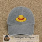 Casquette baseball Gris délavé 100% coton avec motif Chapeau de paille 5 cm - image principale