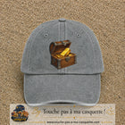 Casquette baseball Gris délavé 100% coton avec motif Coffre au trésor 7 cm - image principale
