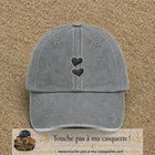 Casquette Gris délavé motif Duo de cœurs 5 cm - vue principale