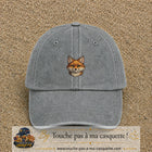 Casquette Gris délavé motif Renard roux 5 cm - vue principale