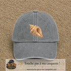 Casquette baseball Gris délavé 100% coton avec visuel Coquillage marin 7 cm - image produit principale