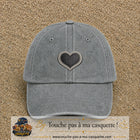Casquette Gris délavé motif Cœur velours 5 cm - vue principale
