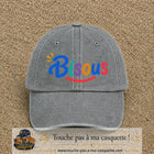 Casquette baseball Gris délavé 100% coton avec visuel Bisous coloré 7 cm - image produit principale