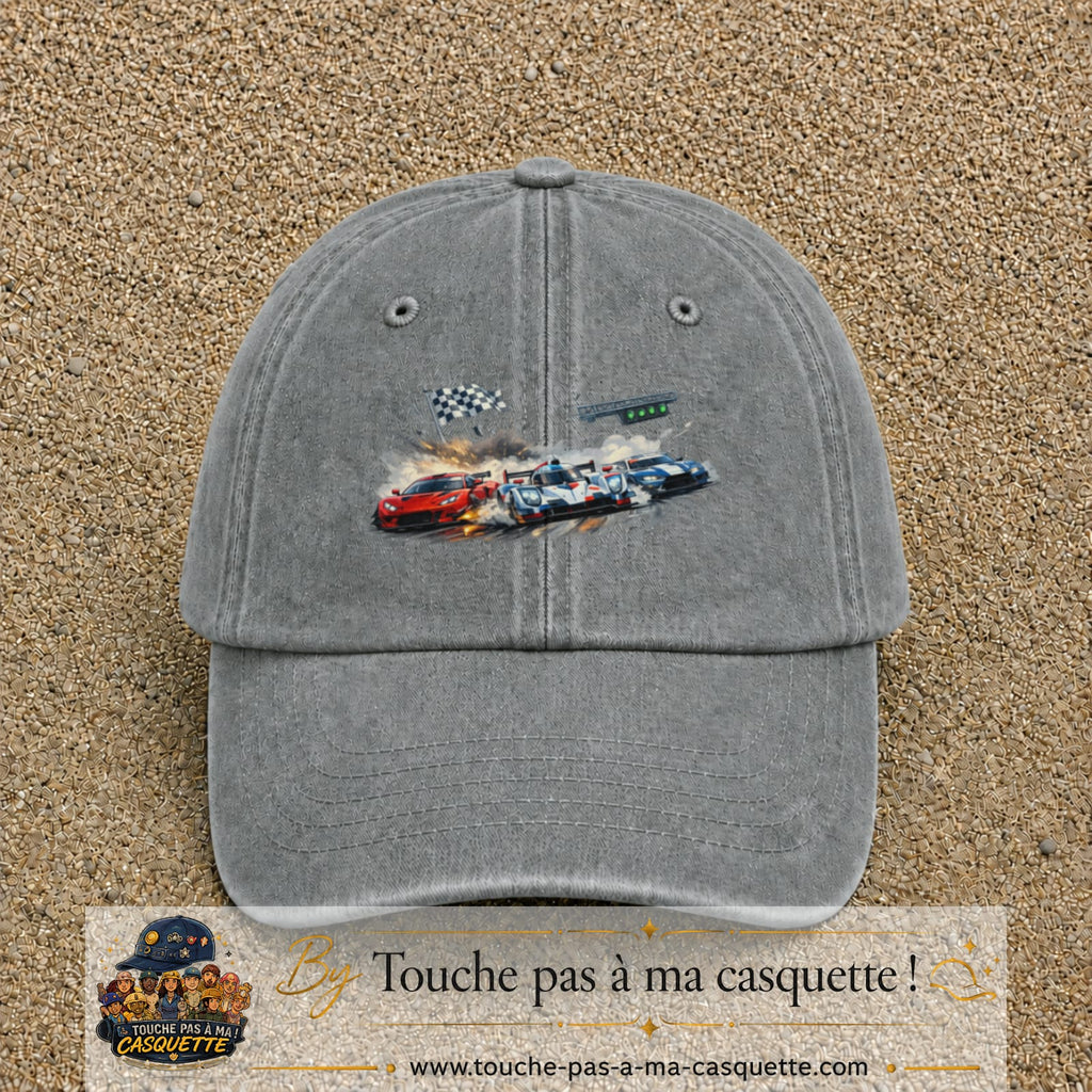 Casquette baseball Gris délavé 100% coton avec motif Voitures de course 7 cm - image principale