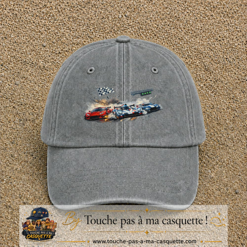 Casquette baseball Gris délavé 100% coton avec motif Voitures de course 7 cm - image principale