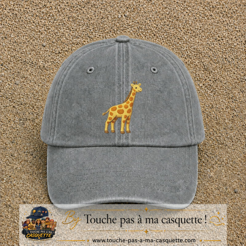Casquette Gris délavé motif Girafe 7 cm - vue principale