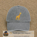 Casquette Gris délavé motif Girafe 7 cm - vue principale