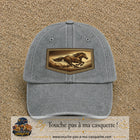 Casquette baseball Gris délavé 100% coton avec visuel Cheval en course 7 cm - image produit principale