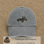 Casquette Gris délavé 100% coton avec motif Buggy tout-terrain orange 5 cm - image principale