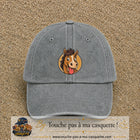 Casquette baseball Gris délavé 100% coton avec visuel Cheval langue tirée 7 cm - image produit principale