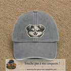 Casquette Gris délavé motif Chien rieur 7 cm - vue principale