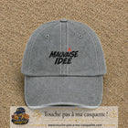 Casquette Gris délavé 100% coton avec motif Mauvaise idée 5 cm - image principale