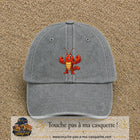 Casquette baseball Gris délavé 100% coton avec visuel Homard cartoon 7 cm - image produit principale