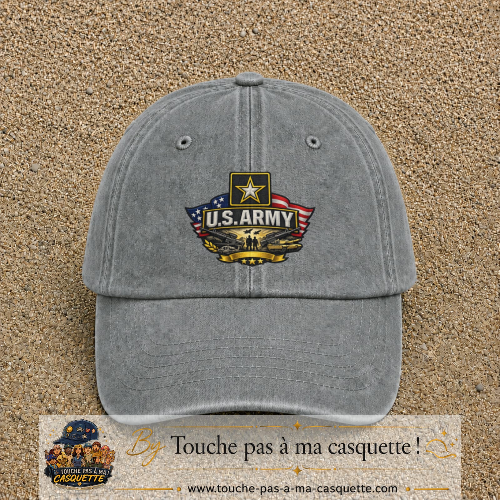 Casquette Gris délavé motif Emblème U.S. Army 7 cm - vue principale