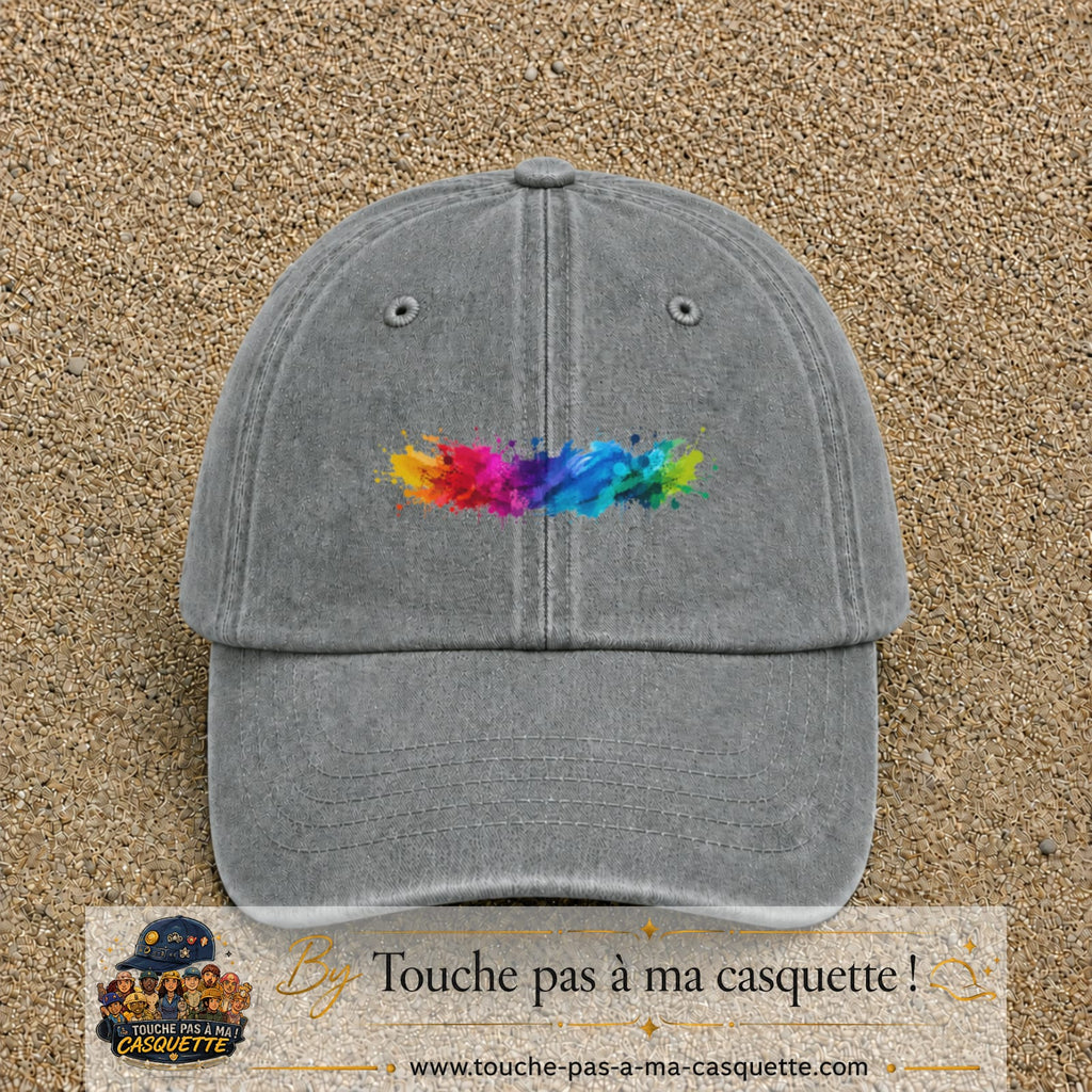 Casquette baseball Gris délavé 100% coton avec visuel Éclaboussure peinture 3 cm - image produit principale