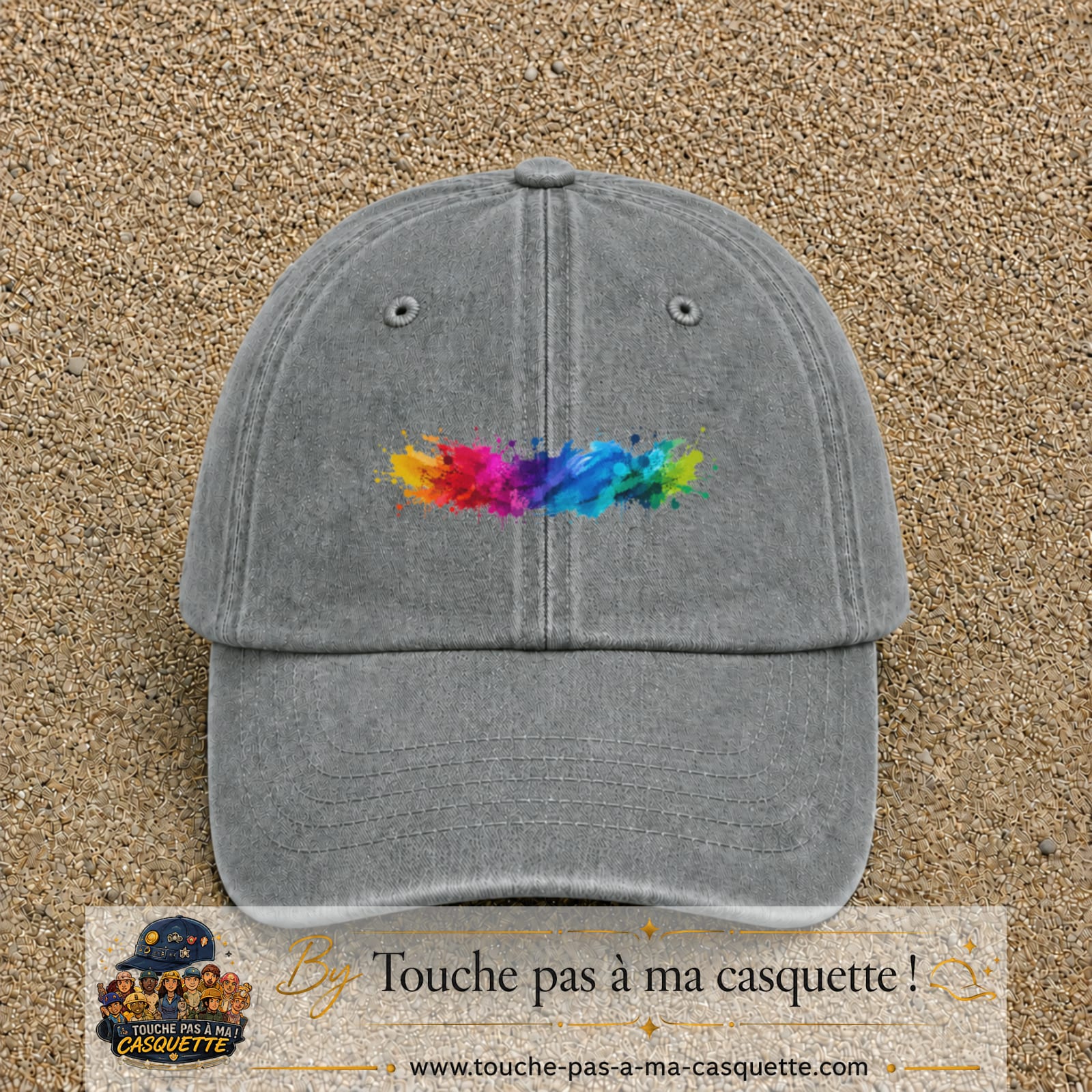 Casquette baseball Gris délavé 100% coton avec visuel Éclaboussure peinture 3 cm - image produit principale