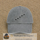 Casquette Gris délavé motif Guirlande de cœurs 7 cm - vue principale