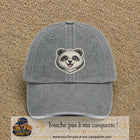Casquette Gris délavé motif Panda souriant 7 cm - vue principale