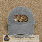 Casquette baseball Gris délavé 100% coton avec motif Chat endormi 7 cm - image principale