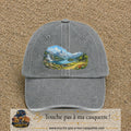 Casquette baseball Gris délavé 100% coton avec motif Paysage montagne lac 7 cm - image principale