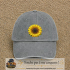 Casquette Gris délavé motif Tournesol éclatant 7 cm - vue principale