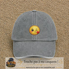Casquette baseball Gris délavé 100% coton avec visuel Emoji bisou cœur 5 cm - image produit principale