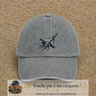 Casquette Gris délavé 100% coton avec motif Avion de chasse stylisé 7 cm - image principale