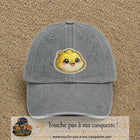 Casquette Gris délavé motif Poussin joyeux 7 cm - vue principale