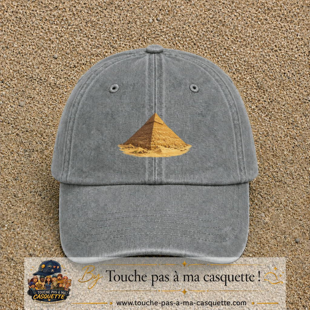 Casquette baseball Gris délavé 100% coton avec motif Pyramide égyptienne 7 cm - image principale