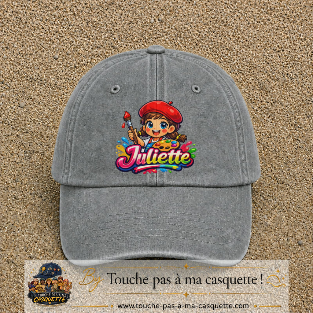 Casquette baseball Gris délavé 100% coton avec motif Juliette 7 cm - image principale