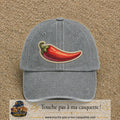 Casquette Gris délavé motif Piment piquant 7 cm - vue principale