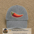 Casquette Gris délavé motif Piment piquant 7 cm - vue principale