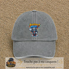 Casquette baseball Gris délavé 100% coton avec motif Bonjour Mike 7 cm - image principale