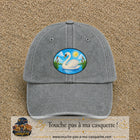 Casquette baseball Gris délavé 100% coton avec visuel Cygne sur lac 7 cm - image produit principale