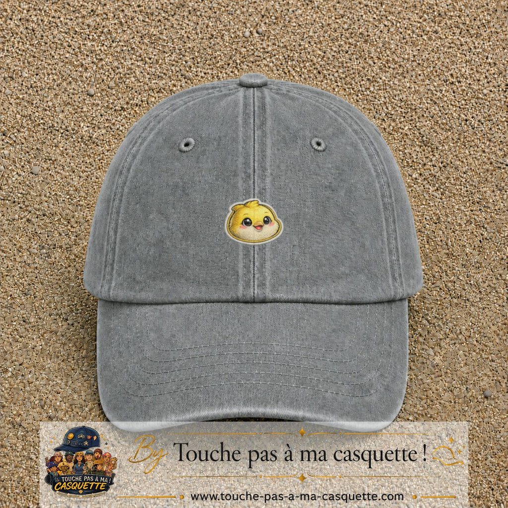 Casquette Gris délavé motif Poussin joyeux 3 cm - vue principale
