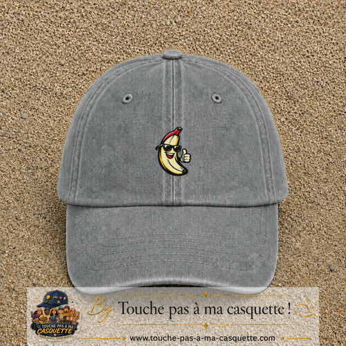 Casquette Gris délavé 100% coton avec motif Banane cool pouce levé 5 cm - image principale