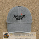Casquette Gris délavé 100% coton avec motif Mauvaise idée 7 cm - image principale