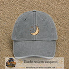 Casquette Gris délavé 100% coton avec motif Lune et étoiles bohèmes 5 cm - image principale