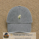Casquette Gris délavé motif Bouquet de marguerites et papillons 3 cm - vue principale