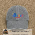 Casquette baseball Gris délavé 100% coton avec visuel Bisous coloré 5 cm - image produit principale