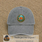Casquette baseball Gris délavé 100% coton avec visuel Poisson rouge aquarium 7 cm - image produit principale